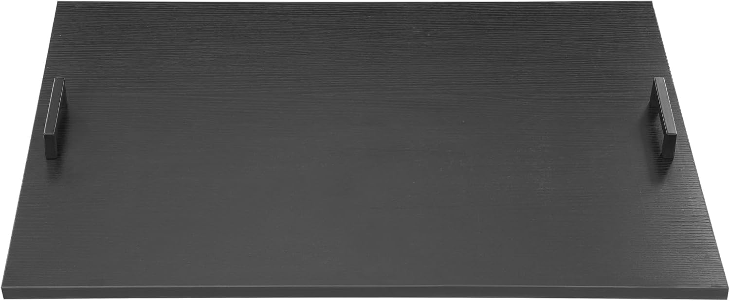 Wood Noodle Board Stovetop Cover 29x21in, Stove Cover with Handles for Gas and Electric Stove, Stove Top Cutting Board, Noodle Board for Gas Stovetop Cover (Black + Gold Handle)