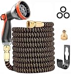 Expandable Garden Hose Pipe 75FT, Upgraded 3-Layer Latex No-Kink Flexible Water Hose, 3/4"&1/2" Metal Connectors, 10 Function Spray Nozzle, Hose for Gardening, Washing & Cleaning