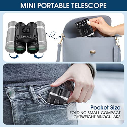 200X25 Compact Binoculars For Adults And Kids, High Powered Mini Pocket Binoculars, Waterproof Small Binoculars For Bird Watching, Hunting, Traveling, Sightseeing, Concert, Theater, Opera #TOP7