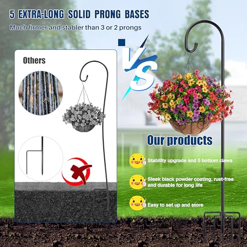 Image of Ottsuls Shepherd-Hooks Adjustable for Bird-Feeder Lantern Plant-Hook Garden-Stake - Plant Stand Hanger for Outdoor Flower Basket, Bird Feeder Hanger Weddings Decor