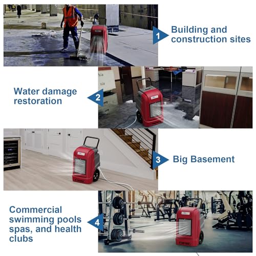 Image of ALORAIR 180 PPD Commercial Dehumidifier with Pump, LGR Technology, Heavy-duty for Water Damage Restoration, Flood Cleanup and Basements, 6-Year Warranty, Storm Pro (Red)