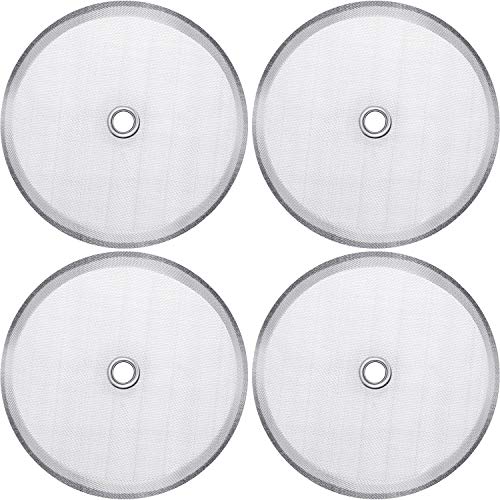 4 Packs French Press Replacement Filter Screen Reusable Coffee Press Filter Includes Metal Center Ring 4 Inch Stainless Steel Mesh Replacements for 1000 ml 8 Cup French Press