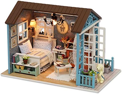 Spilay DIY Miniature Dollhouse Wooden Furniture Kit,Handmade Mini Retro Style Home Model with Dust Cover & Music Box,1:24 Scale Creative Doll House Toys Forest Time Z07
