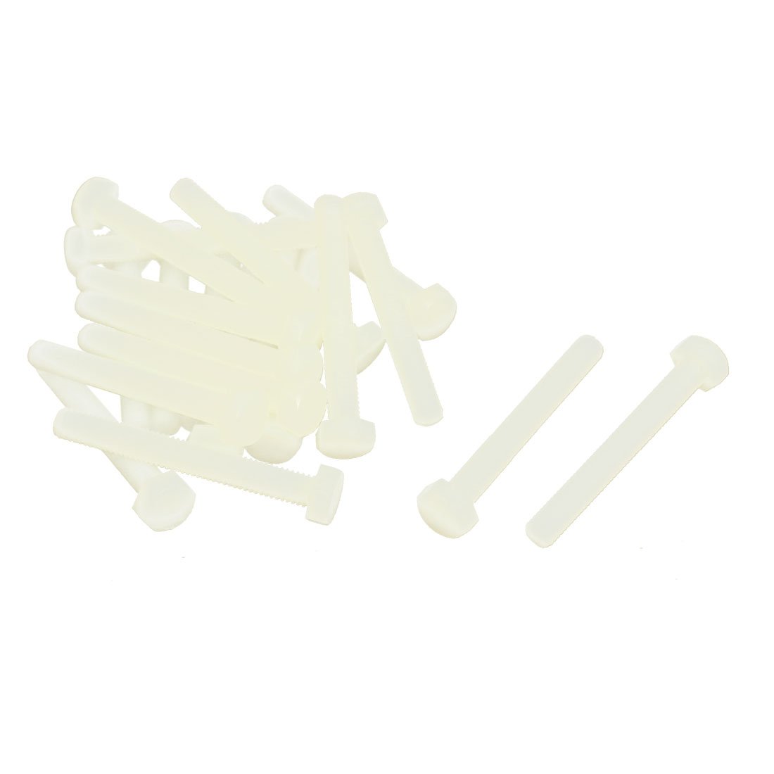 Uxcell White Sourcingmap M6 X 50Mm Full Thread 1Mm Pitch Nylon Hex Head Cap Screw Bolt 20 Pcs