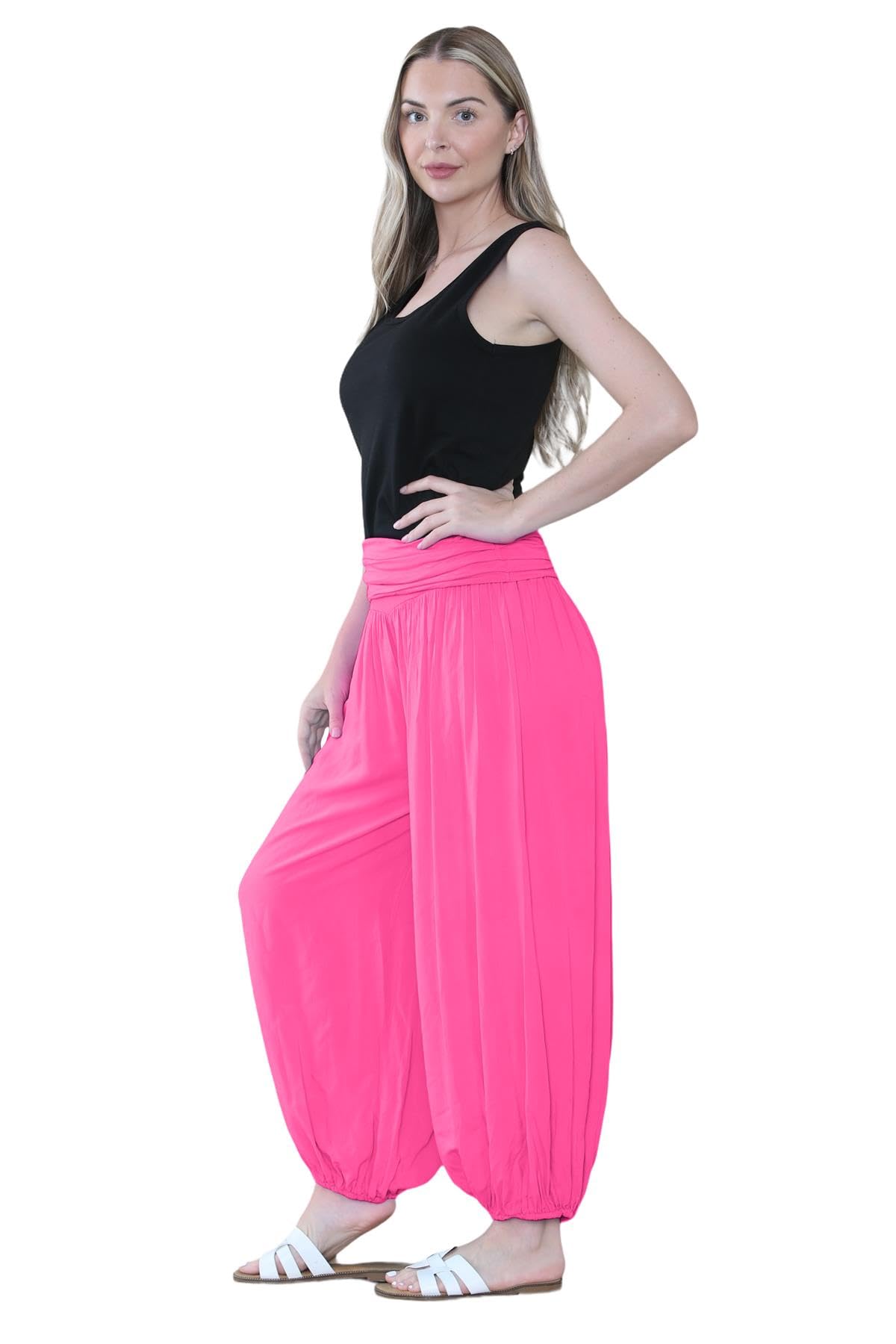 Pantaloni harem larghi da donna italiani Alibaba, comodi ed eleganti, vestibilità larga, pantaloni harem da donna UK | Pantaloni estivi perfetti per le donne UK, Ciliegia, Taglia unica
