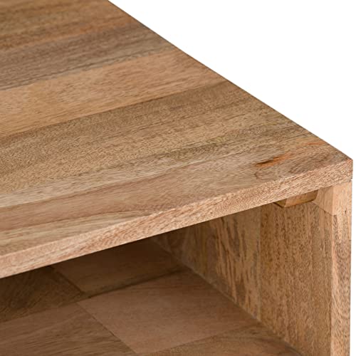 Image of SIMPLIHOME Hunter 22 inch Wide Solid Wood Square End Table in Natural