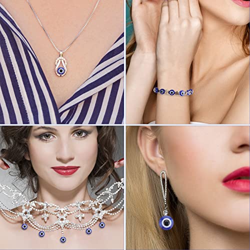 Abeillo 100Pcs Blue Evil Eye Beads For Jewelry Making, 10Mm Evil Eye Charms Handmade Resin Round Bead Evil Eye Spacer Beads Charms For Bracelets Necklace Craft Making #TOP5