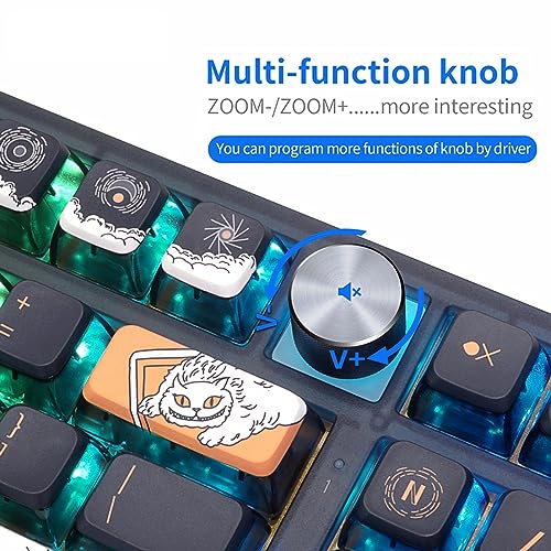 Image of MOLGRIA SKYLOONG GK980 98-Key RGB Backlit Gaming Keyboard with Side Transparent Pudding Keycaps, Hot Swappable Red Mechinery Switches, Type C Wired Knob Mechanical Keyboard for Win /Mac OS