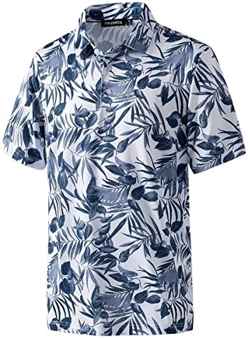 TRUSMOL Mens Golf Shirts Dry Fit Short Sleeve Print Moisture Wicking Casual Polo Shirt