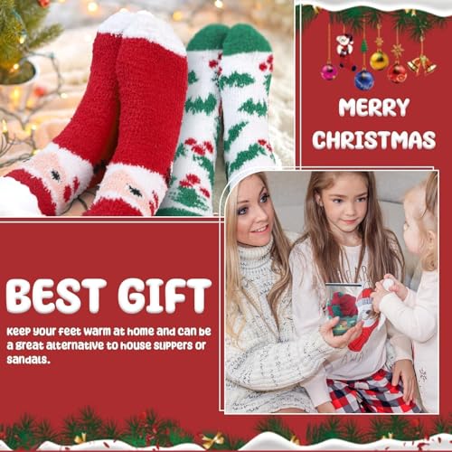 Image of YLOLUL 6 Pairs Fuzzy Socks for Women Christmas Cupcake Socks DIY Gift Socks Thick Cozy Bed Socks Warm Winter Slipper Socks Soft Fluffy Socks with Boxes Home Indoor Sleeping Christmas Holiday