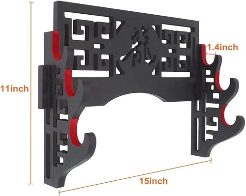 Miniatura 5 de Soporte de pared de terciopelo con tiras de fieltro para Katana Wakizashi (dragón de 3 niveles)
