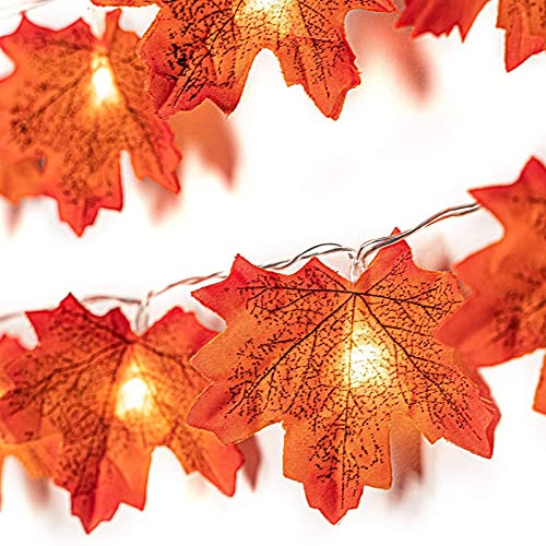 Chris.w 20 Ft 40 Leds Fall Maple Leaves Light Strings, Thanksgiving Decoratiion String Light, Battery Powered Autumn Garland Light For Indoor Outdoor Harvest Halloween Christmas Tree Party Decor #TOP14