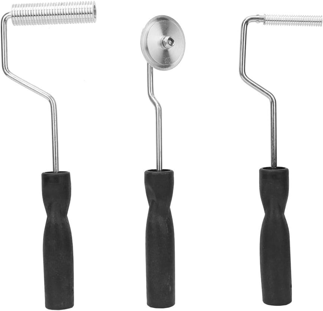 Fiberglass Roller Tools Kit, 3PCS Aluminum Head Laminating Paint Bubble Buster Roller Paddle Tool Set, Automotive Repair Accessories for Mold Resin Composite, Universal Fit