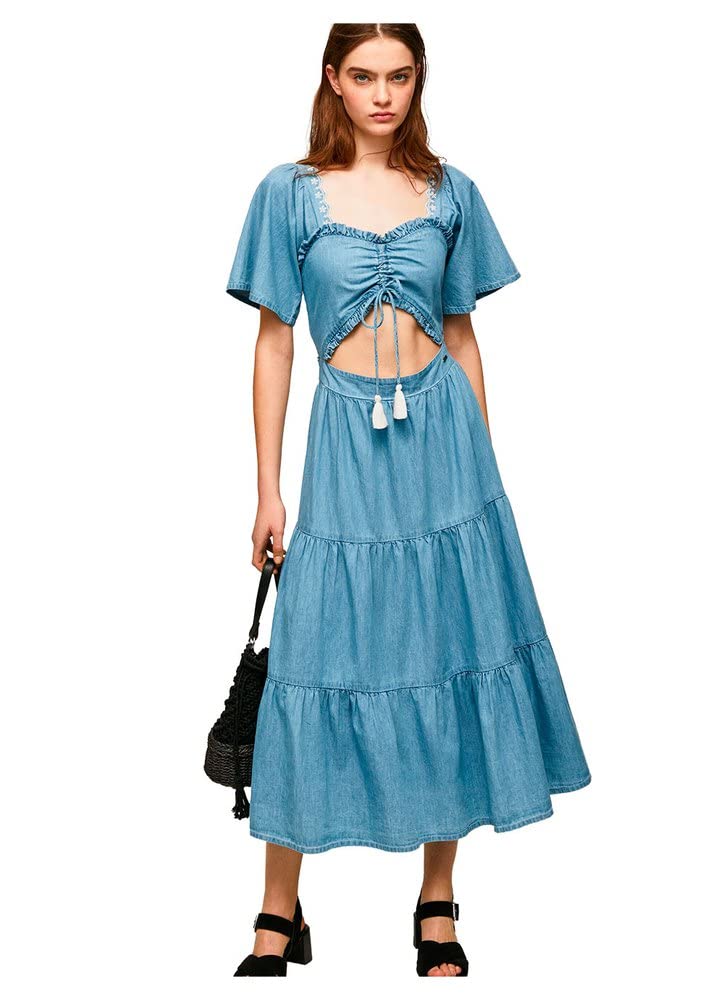 Pepe Jeans Women's Aitana Dress, Blue (Blue), XL