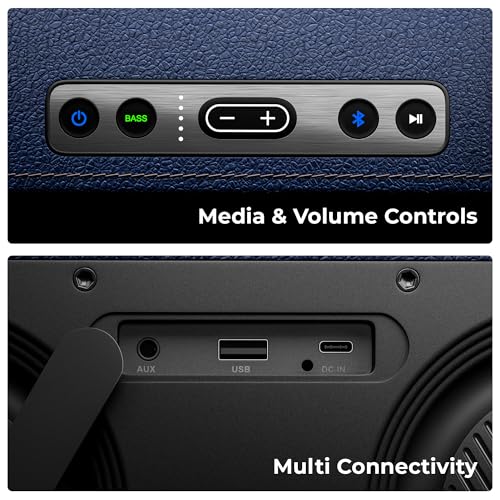Image of ZEBRONICS Prima, Portable Bluetooth Speaker, 90 Watts, Upto 9 Hours Playback, Dual 11.8cm Drivers, Dual Passive Radiators, BTv5.4 | TWS | AUX | USB, Carry Strap, Deep Bass, Splash Proof (Blue)