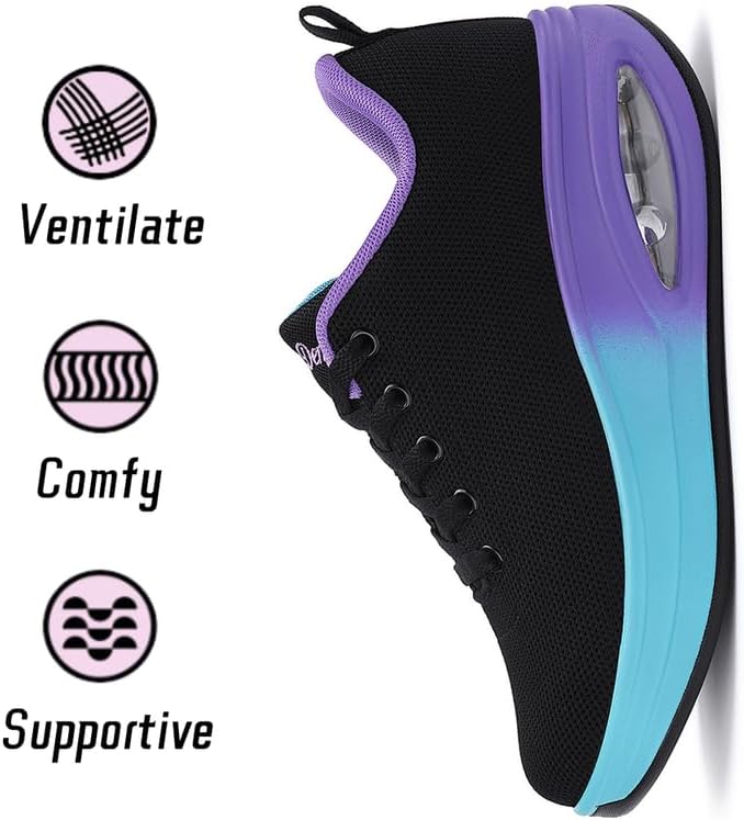 Oude Sneakers for Women Comfortable | Shoes for Women Traveling | 2 Inch Air Cushion Rocker Bottom - Image 4