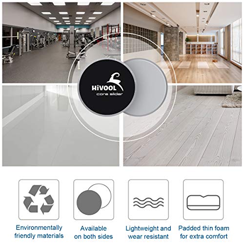 Hivool Core Sliders, Exercise Sliders, 2 Dual Sided Workout Sliders Use on Carpet or Hardwood Floors, Strength Sliders for Abdominal Strengthen, Light and Portable for Home and Gym (Black, Gray, Blue)