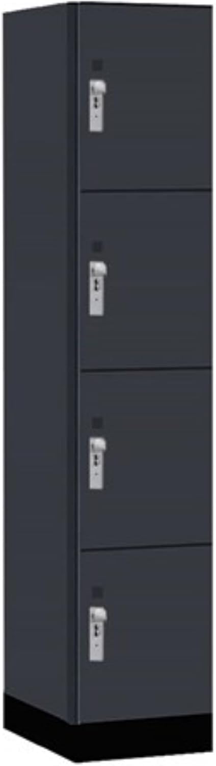 Salsbury 15" Wide Premier Wood Locker-Four Tier-1 Wide-6 Feet High-21 Deep-Carbon Mesh-Silver Hasps