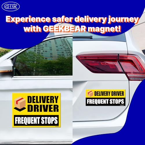 Image of GEEKBEAR Delivery Driver Car Magnet - Eye-Catching, Reflective, Weather-Resistant - Set of 3 (Yellow)