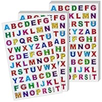 1400Pcs Glitter Alphabet Stickers, 20 Sheets Self Adhesive Letter Stickers, Rainbow Glitter A to Z Small Stick On Letters for Nursery Primary School, Kids, Craft Scrapbooking, DIY Decor