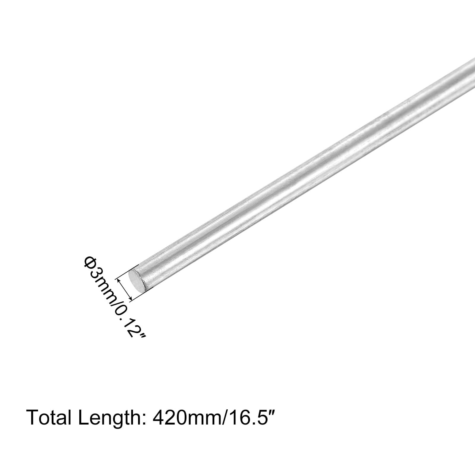 QUARKZMAN Barre Rotondo Acciaio Inossidabile 304 3mm x 420mm Aste INOX Metallo Solido 16Pz