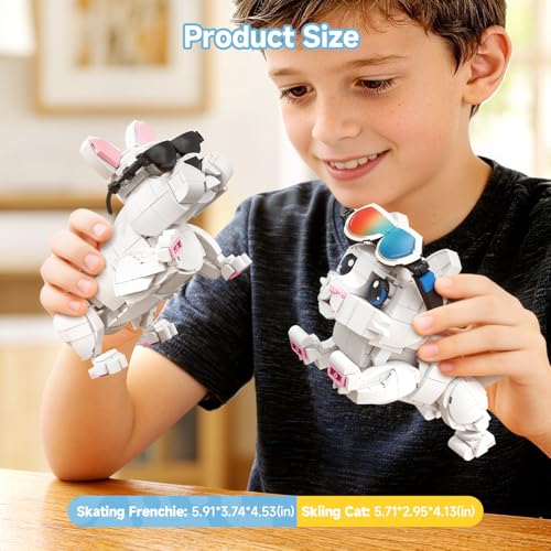 Image of Wise Block 2-in-1 French Bulldog & Cat Building Set, 659 PCS, Ages 12+