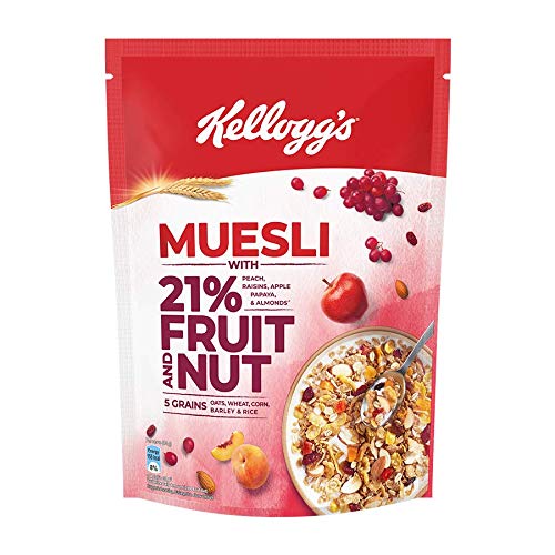 Image of Kellogg's Combo, Chocos, High In Protein, B Vitamins, Calcium And Iron, 1.2Kg Pack And Muesli With 21% Fruit And Nut Pouch, Fruit, 500 G