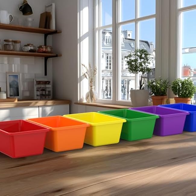 18 Pcs Plastic Small Cubby Bins Books Bins Toy Storage Bins Classroom Storage Organizer Containers for Office Classroom Home (18)