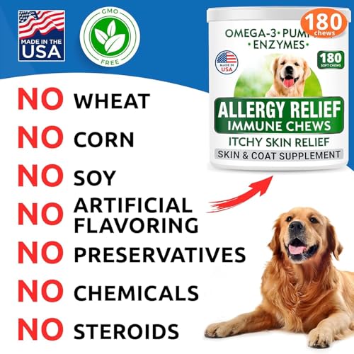 Image of BARK&SPARK Dog Allergy Relief Soft Chews for Skin Health & Seasonal Allergies - Anti-Itch Supplement w /Omega-3, Quercetin & Bromelain Immune Treats for Dry Skin & Hot Spots - Chicken Liver - 180ct
