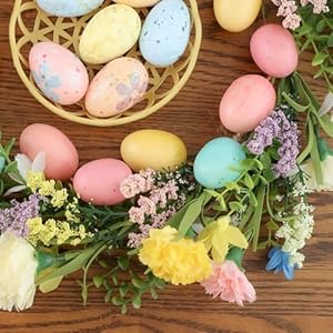 16 inch easter wreath artificial easter eggs and flowers eucalyptus wreath for front door farmhouse easter spring door wreath for easter decorations party supplies wall door window gifts  urban country home decor