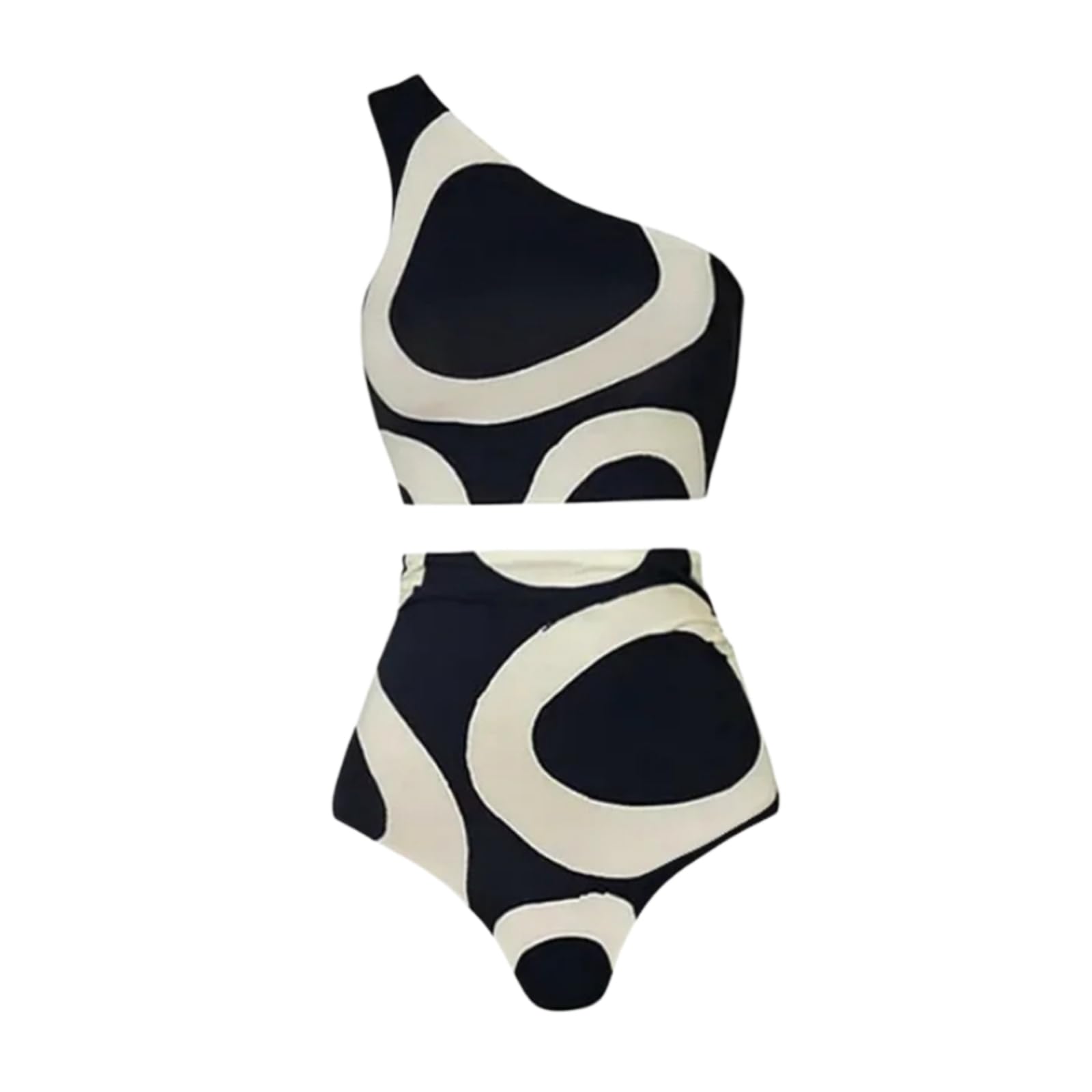 Conjunto Bikini Mujer Push Up Mujeres Set Hombro Único Cintura Alta Color Bloque Traje De Baño Ropa Playa Femenino-Bikini 1-m