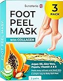 Foot Peel Mask - 2021 Dermatologically Tested - 3 Pack (Pairs) Exfoliating Foot Mask - Makes Feet Baby Soft by Peeling away Calluses & Dead Skin Remover by SUNATORIA - 2021 Updated Formula (Aloe Vera)