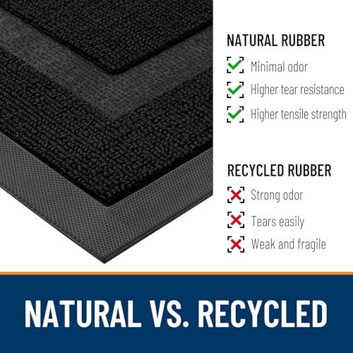 Image of OLANLY Half Circle Door Mat Indoor Outdoor Entrance Welcome, Waterproof All-Season, All-Weather Doormat, Sturdy Natural Rubber, Low Profile, Easy Clean Patio Porch Entryway Mat, 33x21, Jet Black
