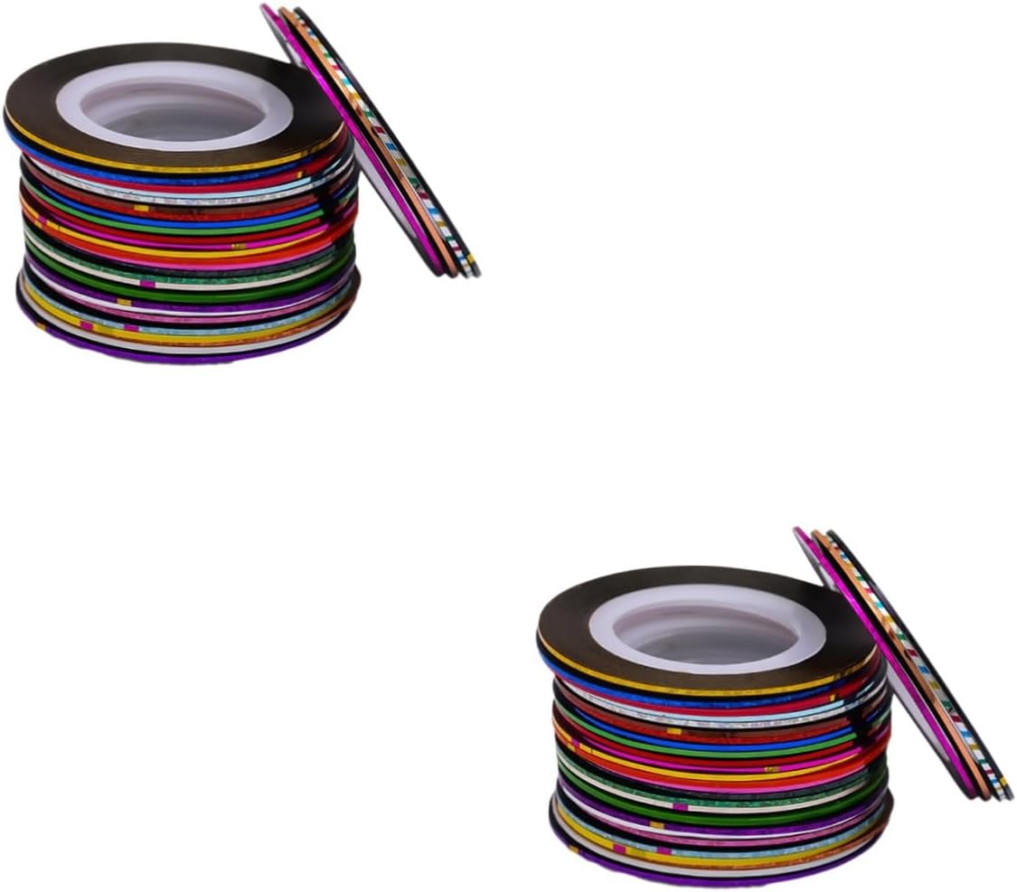 minkissy 60 Rolls Nail Art Tape Nail Striping Tape Glitter Nail Tape DIY Sticker For Nail Tips Fingernail Tape Nail Line Sticker Nail Striping Line Nail Polish Stripe