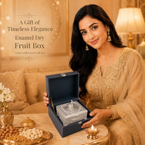 Image of Diviniti Silver Plated Peacock Decorative Box with Premium Gift Box | Luxury Multipurpose Storage Box for Home Decor, Sweets & Corporate Gifting (White)