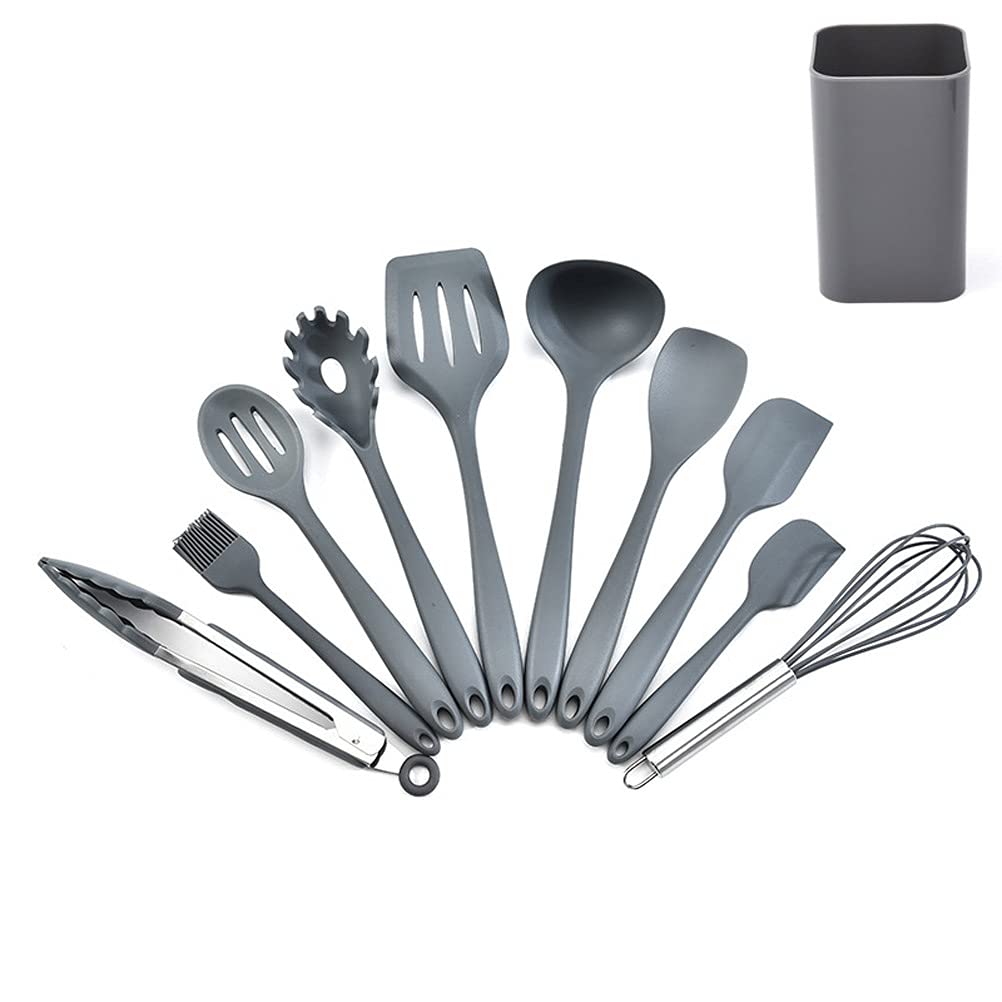 10/11PCS Utensilios de cocina de silicona Utensilios de cocina antiadherentes Herramienta de cocina Espátula Cucharón Batidores de huevos Pala Cuchara Sopa Utensilios de cocina Juego de espátula (Co