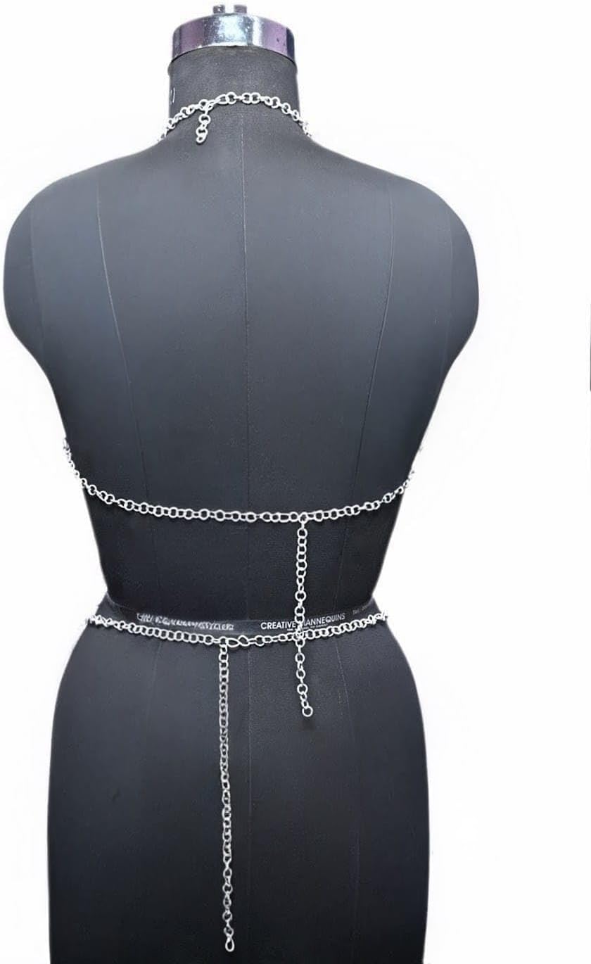 Women's Chainmail Bikini Set, Aluminum Metal, Silver, Medieval Fantasy Theme, Handmade Armor for Cosplay and Party Wear