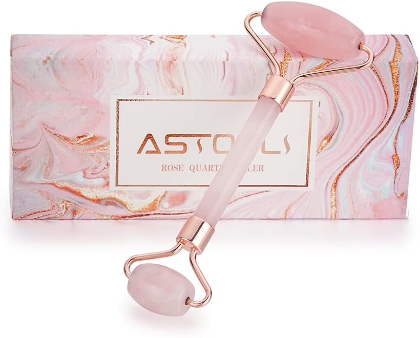 ASTOFLI Face Roller Facial Massager for Skin Care, Christmas Gifts for Women, Anti Ageing 100% Natural Rose Quartz Jade Roller for Face Care, Slimming Face Massage Tool Skin Roller.