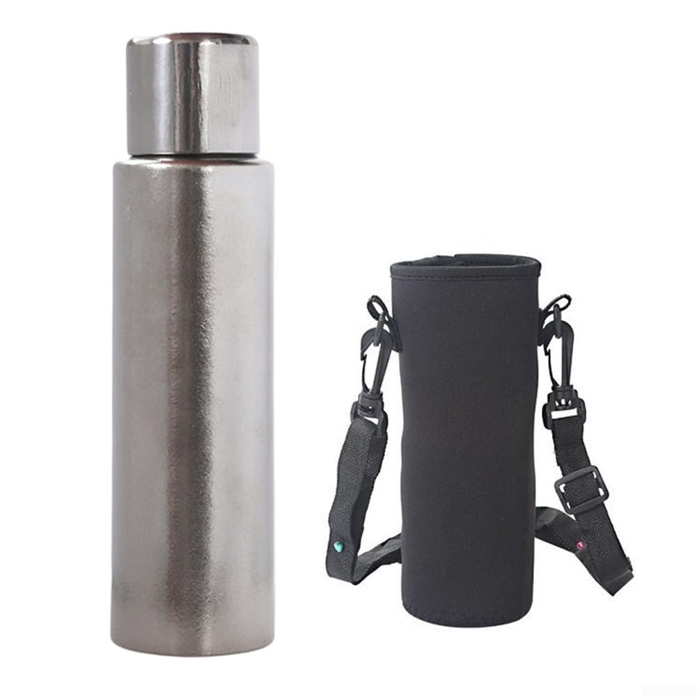 Borraccia termica in titanio a doppia parete, 800 ml, con borsa per il trasporto, perfetta per uso esterno e idratazione quotidiana (stile B)