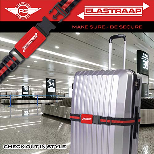 Luggage Straps, Adjustable Non-Slip Baggage Belts- Suitcase Bands For Travel Bag (2 Straps, Deep Red 2pk) - Thumbnail 2