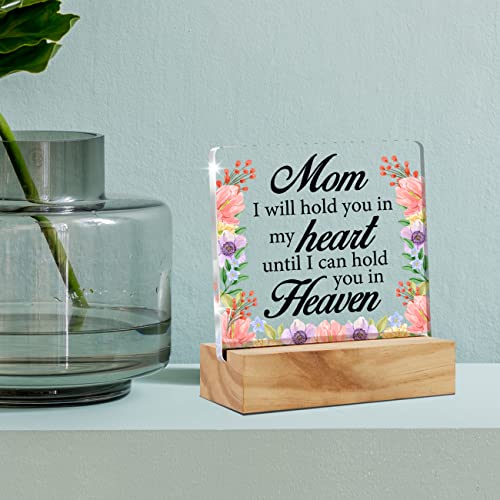Acrylic Mother Sympathy Gift Mom Memorial Desk Decor Present, Loss Of Mother Decorative Clear Acrylic Desk Plaque Sign With Wood Stand For Home Birthday Mother's Day Xmas #TOP4