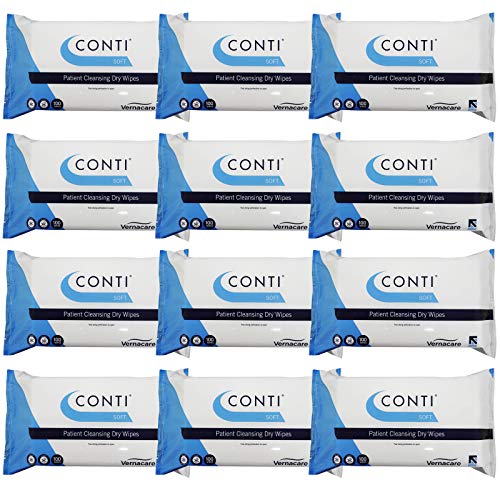 Conti Soft – Patient Cleansing Dry Wipes, Everyday Cleaning, Ideal for Sensitive Fragile Skin, Wipe Size 32cm x 30cm, 100 Wipes Per Pack – 12 Pack