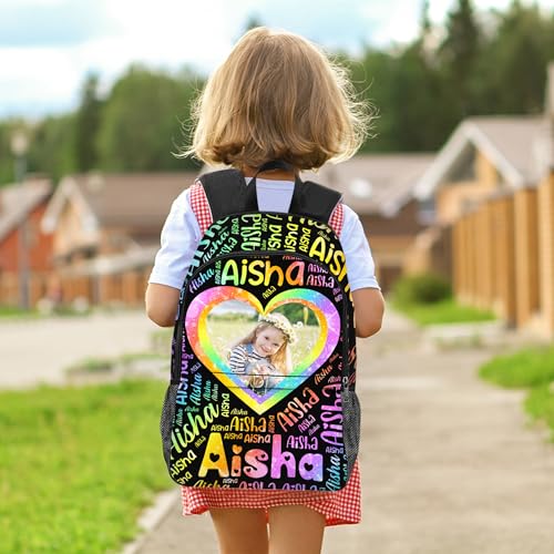 Artsadd Personalized Kid's Backpack with Lunch Bag for Girls Boys Custom Name Photo School Bag Cute Bookbags Lunch Box Set (Girl Design 04)2