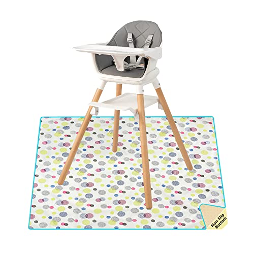 Baby Splat Mat, 51"*51" Splat Mat For Under High Chair, Non-Slip Baby Play Mat For Art Crafts Playtime, Portable Picnic Table Cloth Mat, Multipurpose Waterproof Washable (Colored Circles) #TOP25
