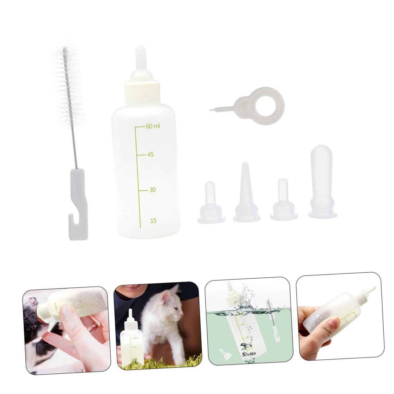 BCOATH Newborn Bottles for Cats Pet Feeding Bottles Set Silicone Nursers for Puppies Kittens Rabbits