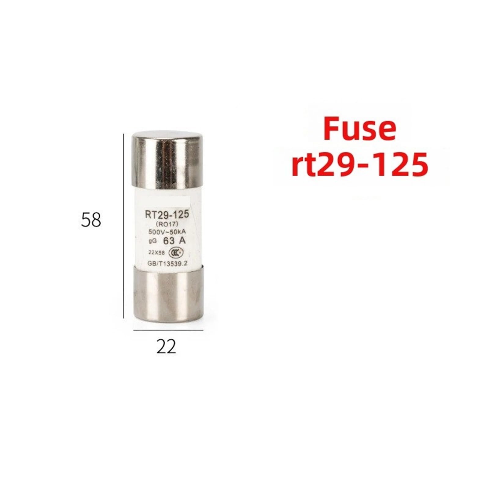 Fusible céramique monophasé/bipolaire sur rail NRT28-125 ; fusible et culot RT29-125 (80 A, 100 A, 125 A)