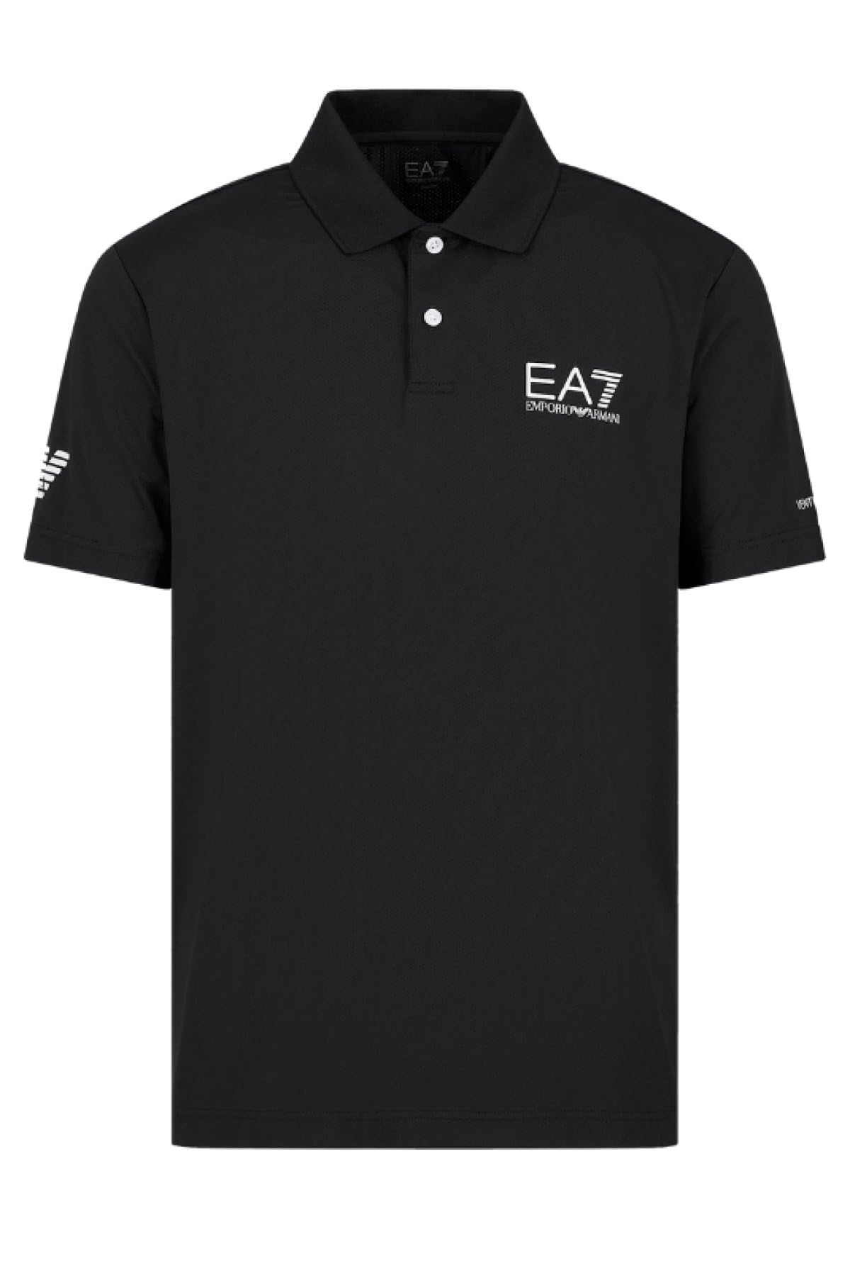 EA7 Men's Ventus Chest Logo Polo Shirt, Black/White, XXL