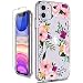 GiiKa iPhone 11 Case with Screen Protector, Clear Heavy Duty Protective Case Floral Girls Women Shockproof Hard PC Back Case with Slim TPU Bumper Cover Phone Case for iPhone 11, Small Flowers