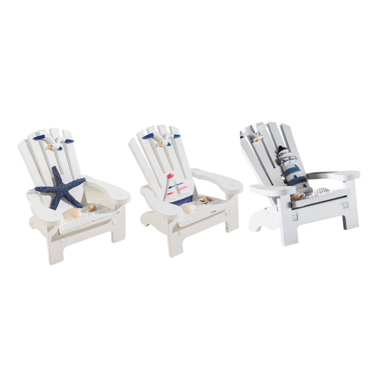 MUELODSIC Artistic Miniature Wooden Chairs Beach Decor Ornament Home Office Decor