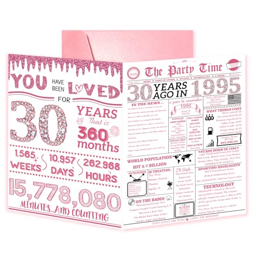 Sixink 30th Birthday Card,30th Birthday Decorations for Women,30 Years Old